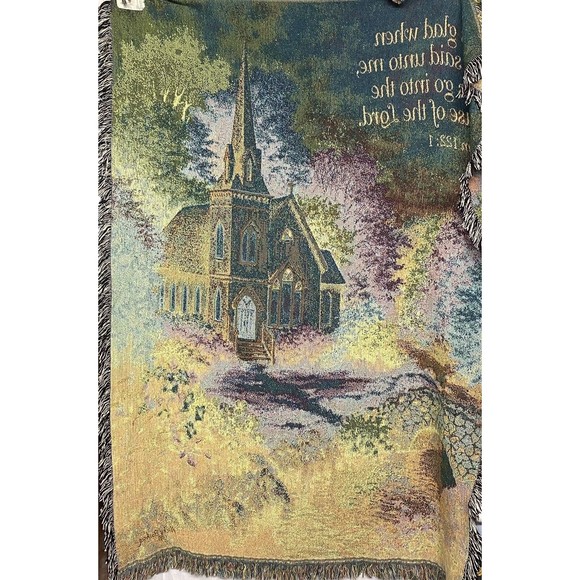 Manual Woodworkers & Weavers Psalm 122: 1 Tapestry Throw Blanket Country Church - Picture 7 of 10